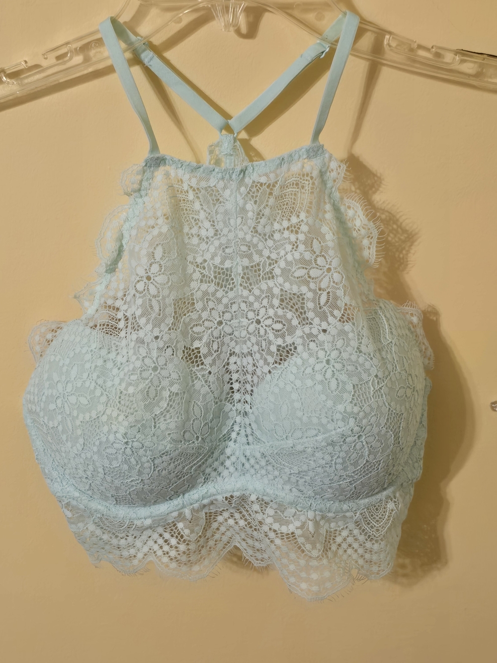 Victoria's Secret Light Mint Lace Push Up High-Neck Bralette
